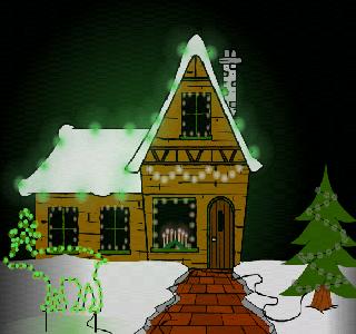 huis met kerstlichtjes - klik voor preview