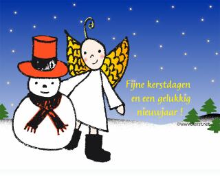 download grote Kerstmis Engeltje met sneeuwman desktop achtergrond (128 KB) - 1024 x 768 pixels