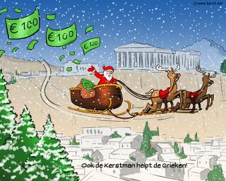 download kerstman helpt de Grieken desktop kerst achtergrond (724 KB) - 1024 x 768 pixels